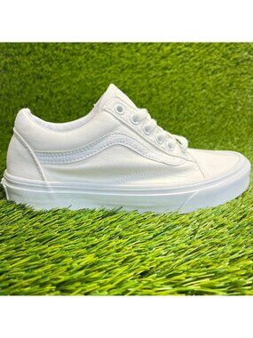 Vans Old Skool Womens Size 6.5 White Athletic Skateboard Walking Shoes Sneakers